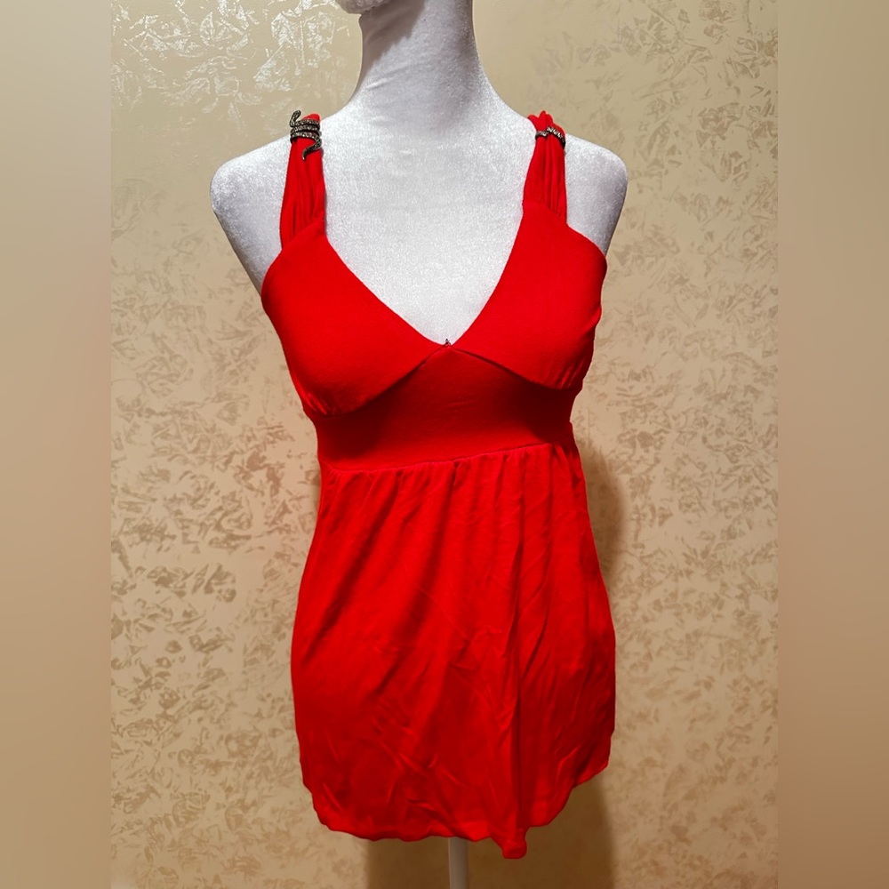 Red Halter Top with Ring Detail